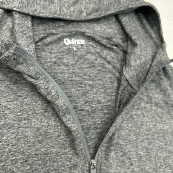 Quince Flowknit Hoodie Womens Large Full Zip Performance Gym Heather Grey NWT - Picture 5 of 12